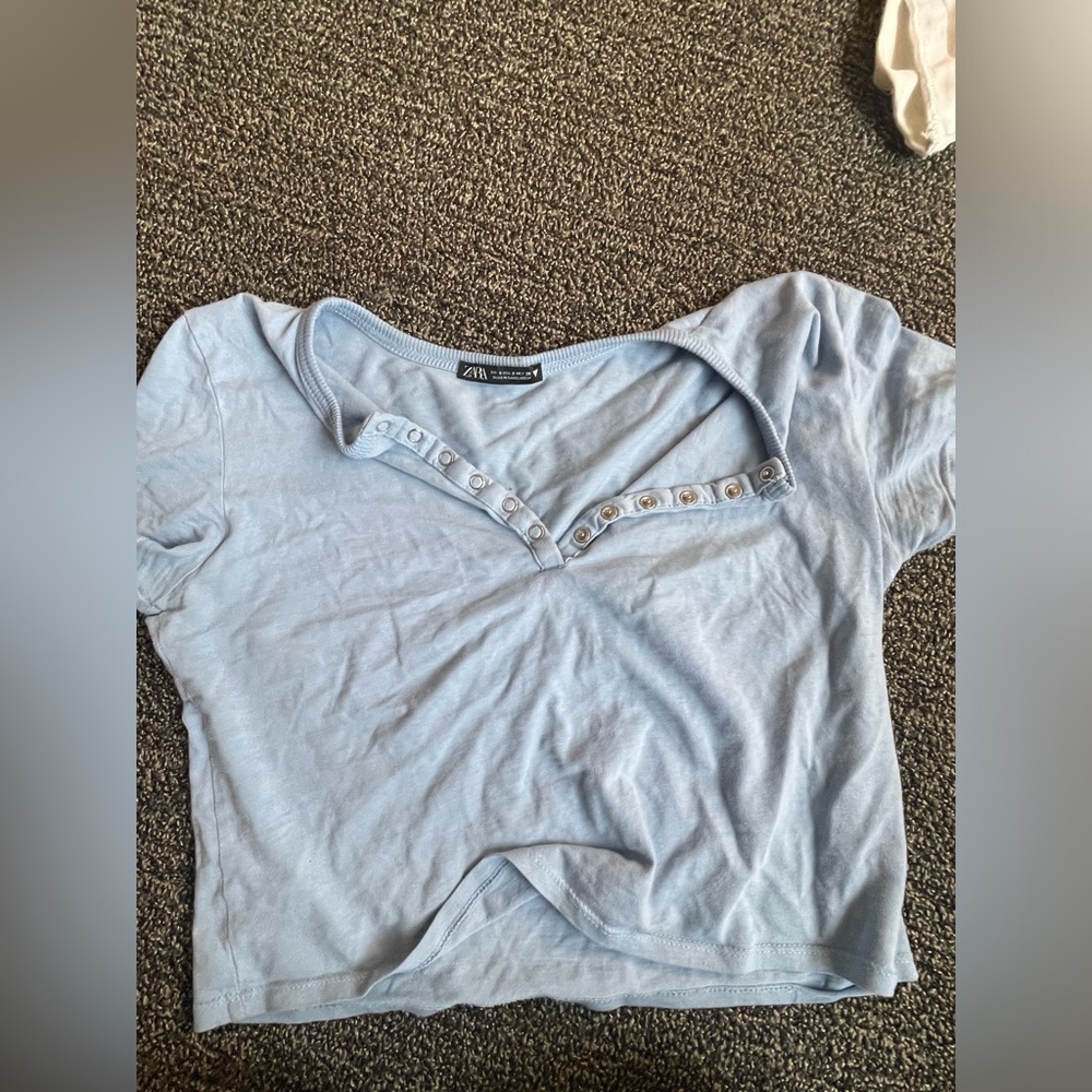 Zara bay blue cropped tee